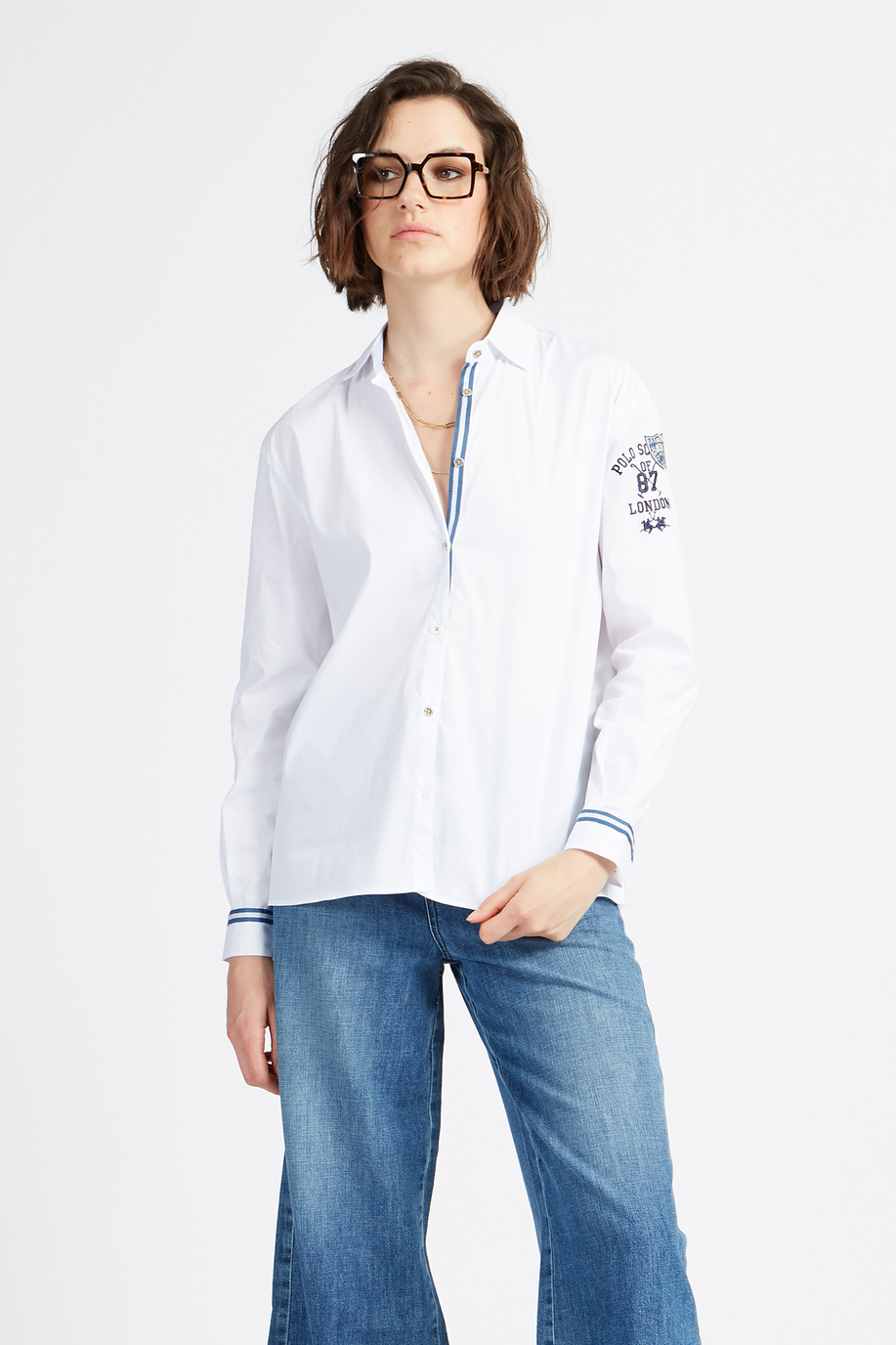 Damenhemd Polo Academy gestreift gemustertes Langarmshirt - Viki - Hemden | La Martina - Official Online Shop