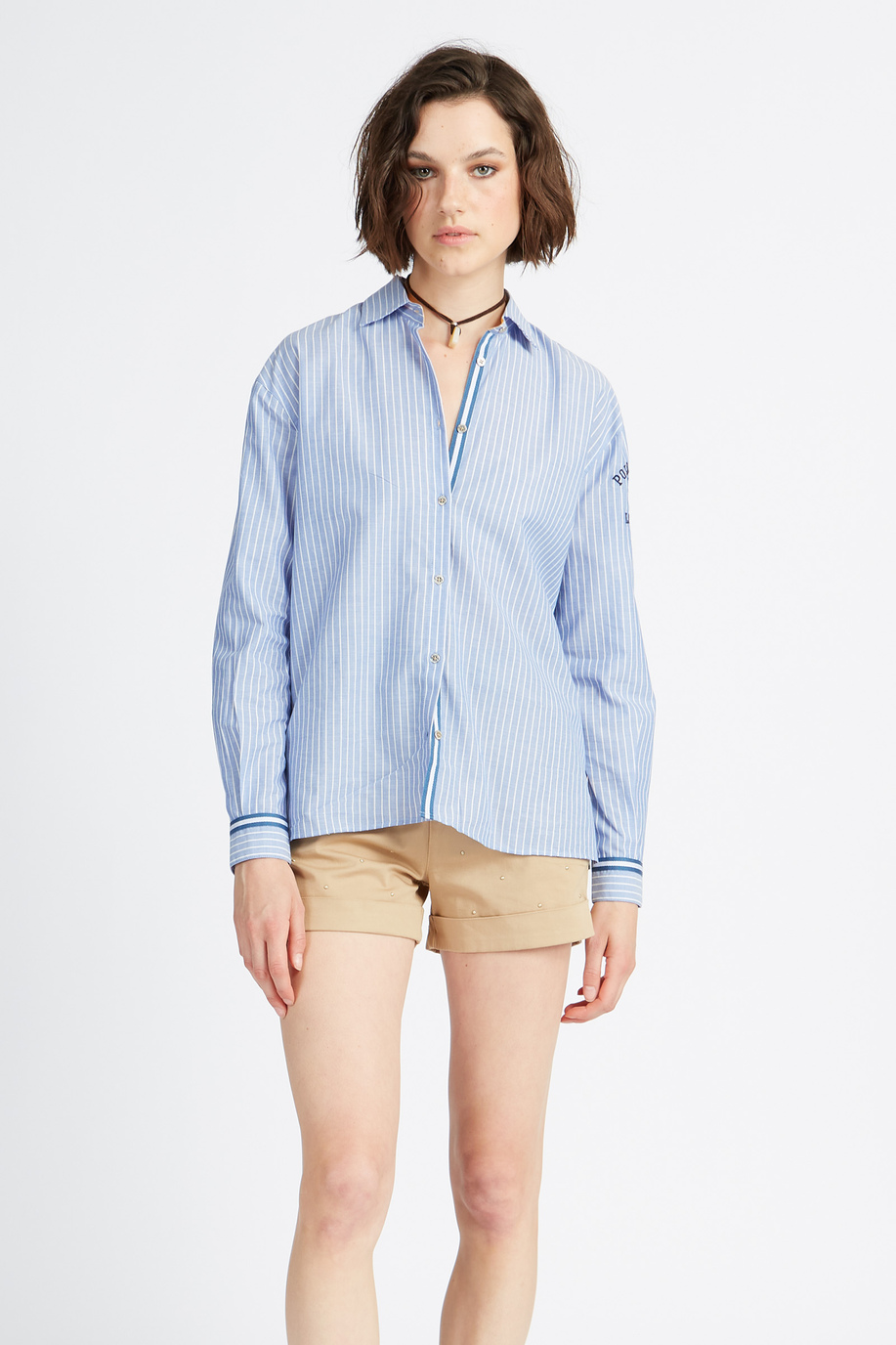 Solid color long-sleeved Polo Academy woman shirt - Viki - Shirts | La Martina - Official Online Shop