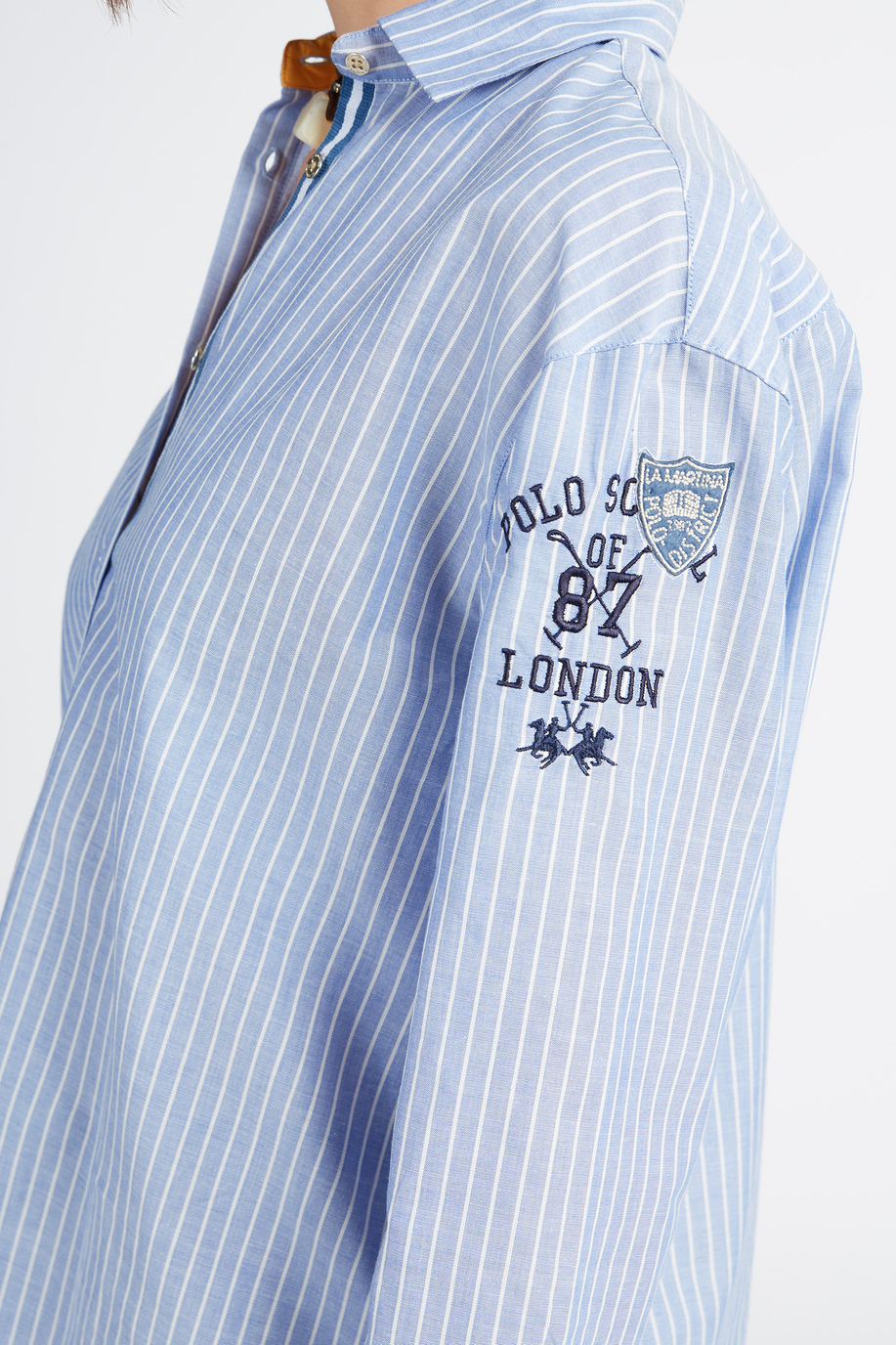 Solid color long-sleeved Polo Academy woman shirt - Viki - Shirts | La Martina - Official Online Shop