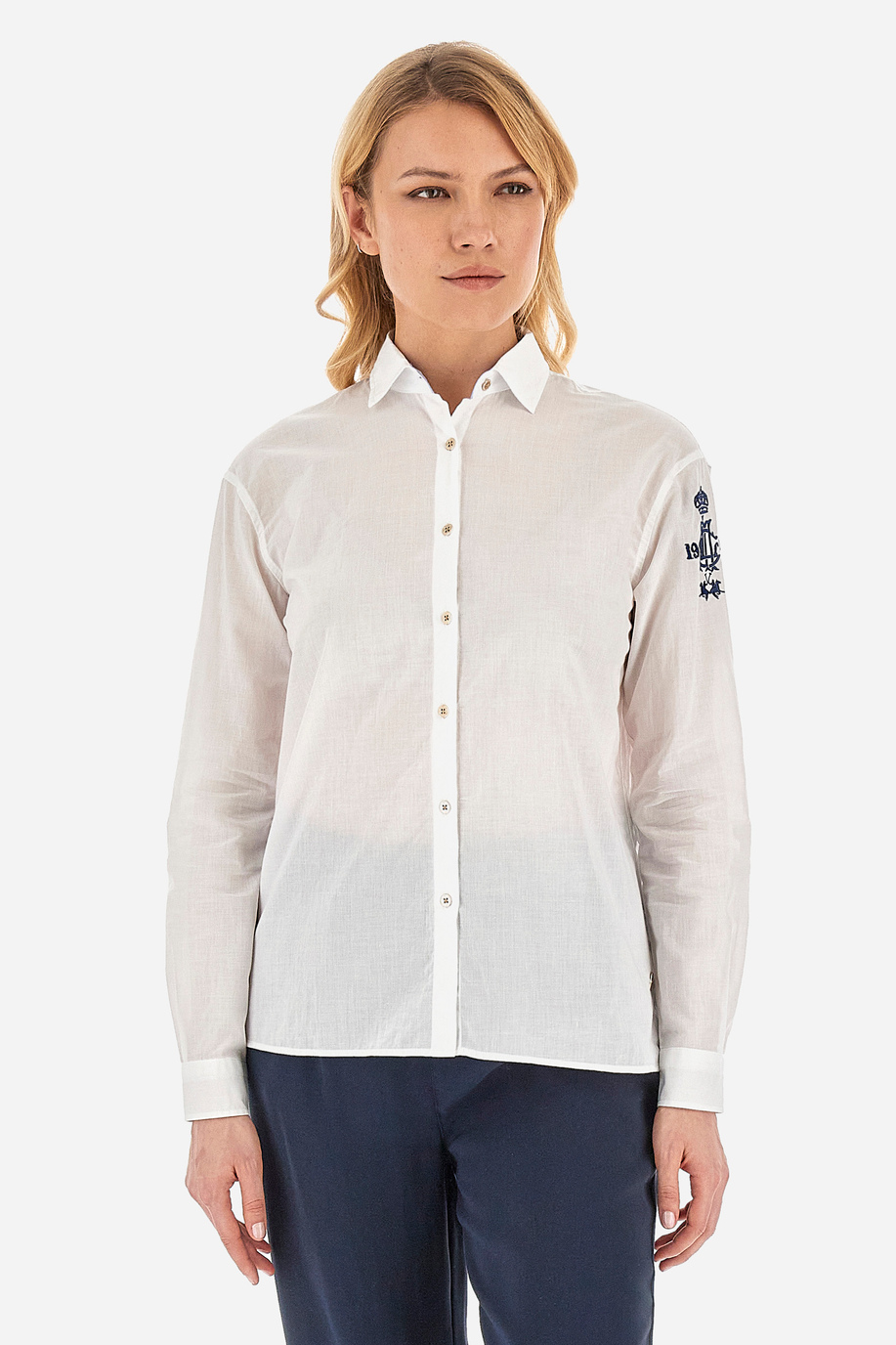 Einfarbiges Damen-Hemd mit normaler Passform- Vana - Hemden | La Martina - Official Online Shop