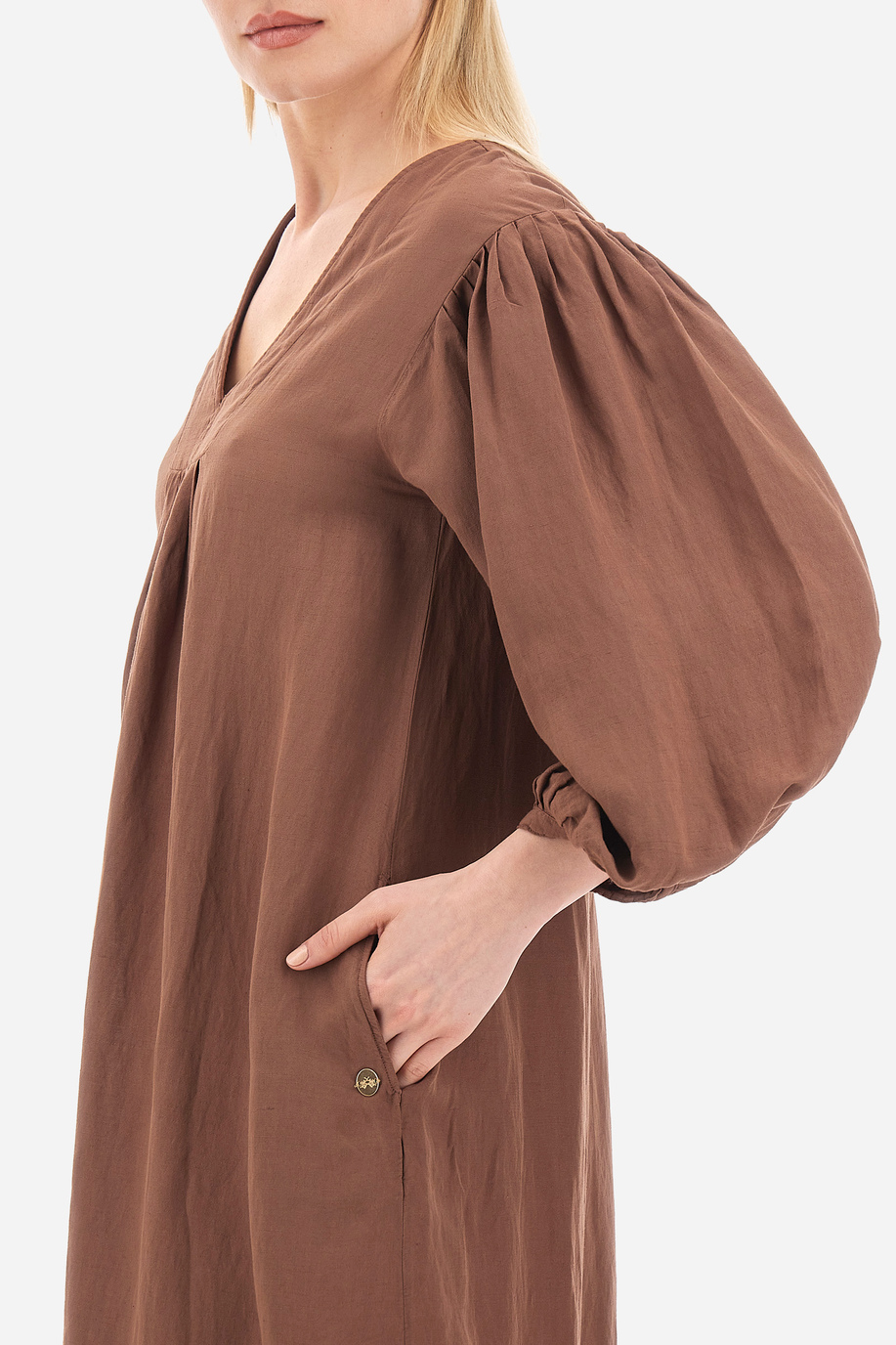 Robe femme en polylin, manches 3/4 - Valaria - Robes | La Martina - Official Online Shop