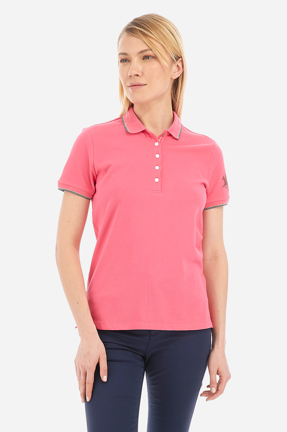 Women's regular fit cotton polo shirt - Vinia - Women | La Martina - Official Online Shop