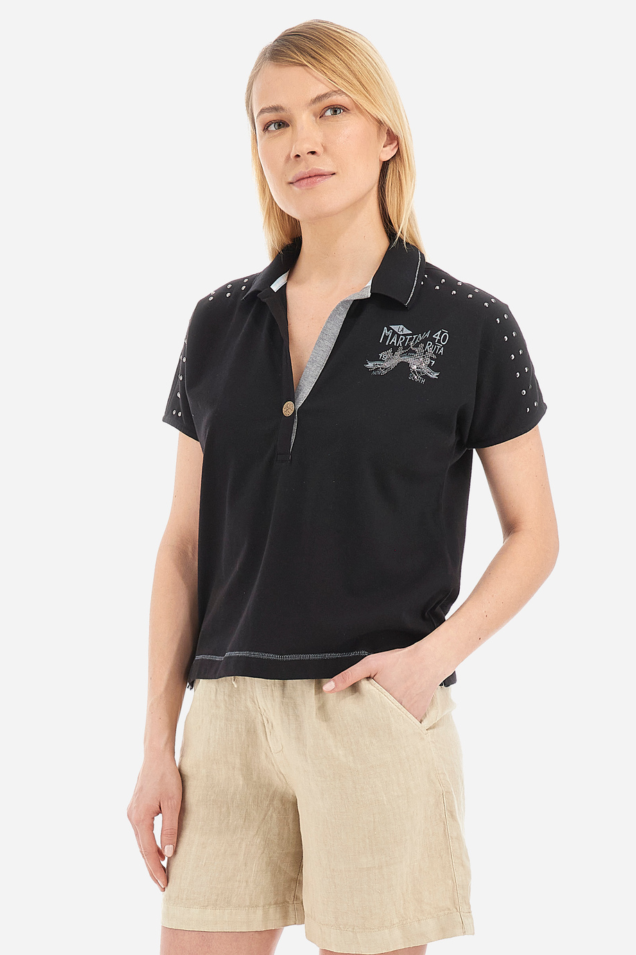 Damen-Poloshirt aus Baumwollmischung mit normaler Passform- Vergil - Poloshirts | La Martina - Official Online Shop