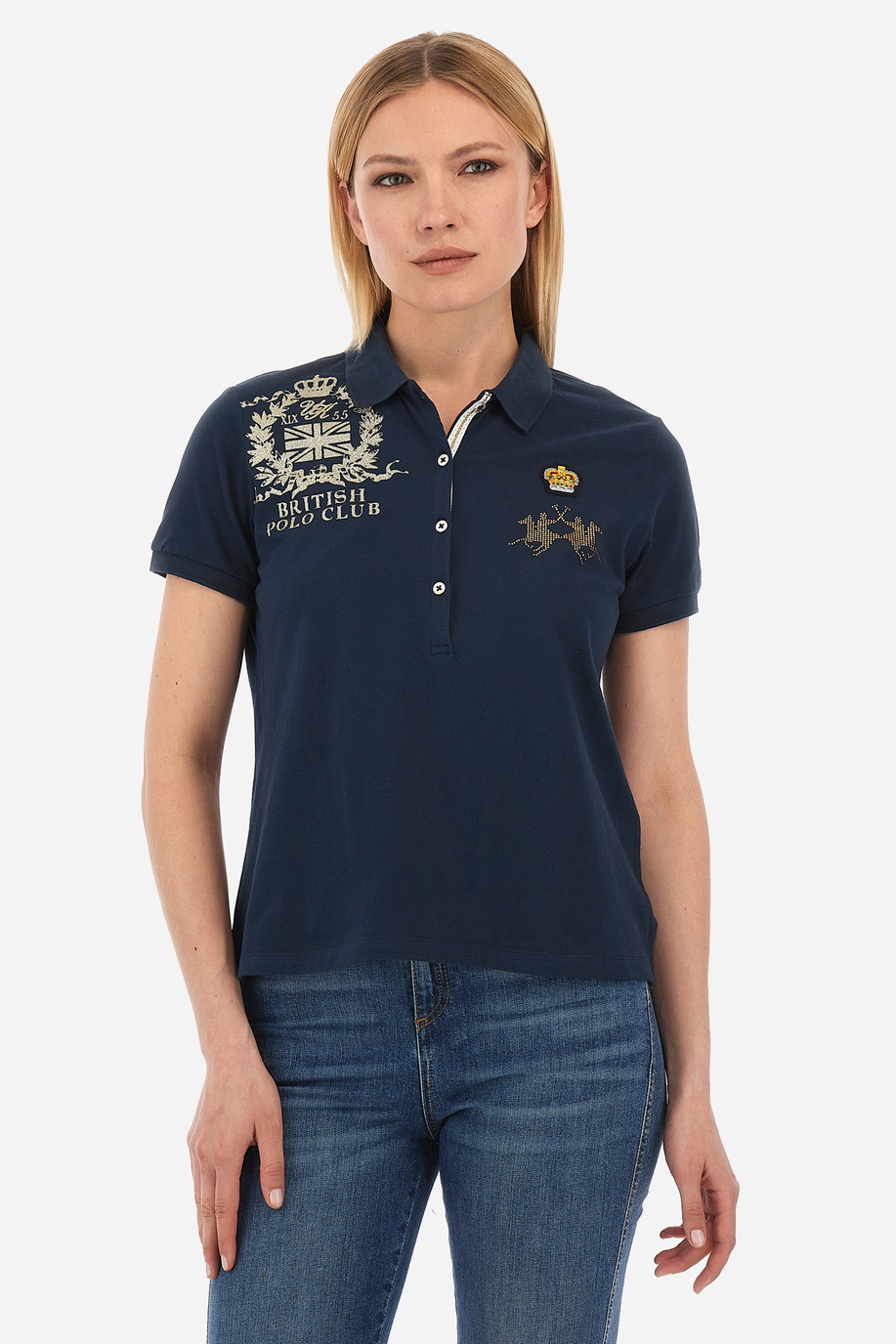 Women's short-sleeved cotton polo shirt - Violante - Polo Shirts | La Martina - Official Online Shop