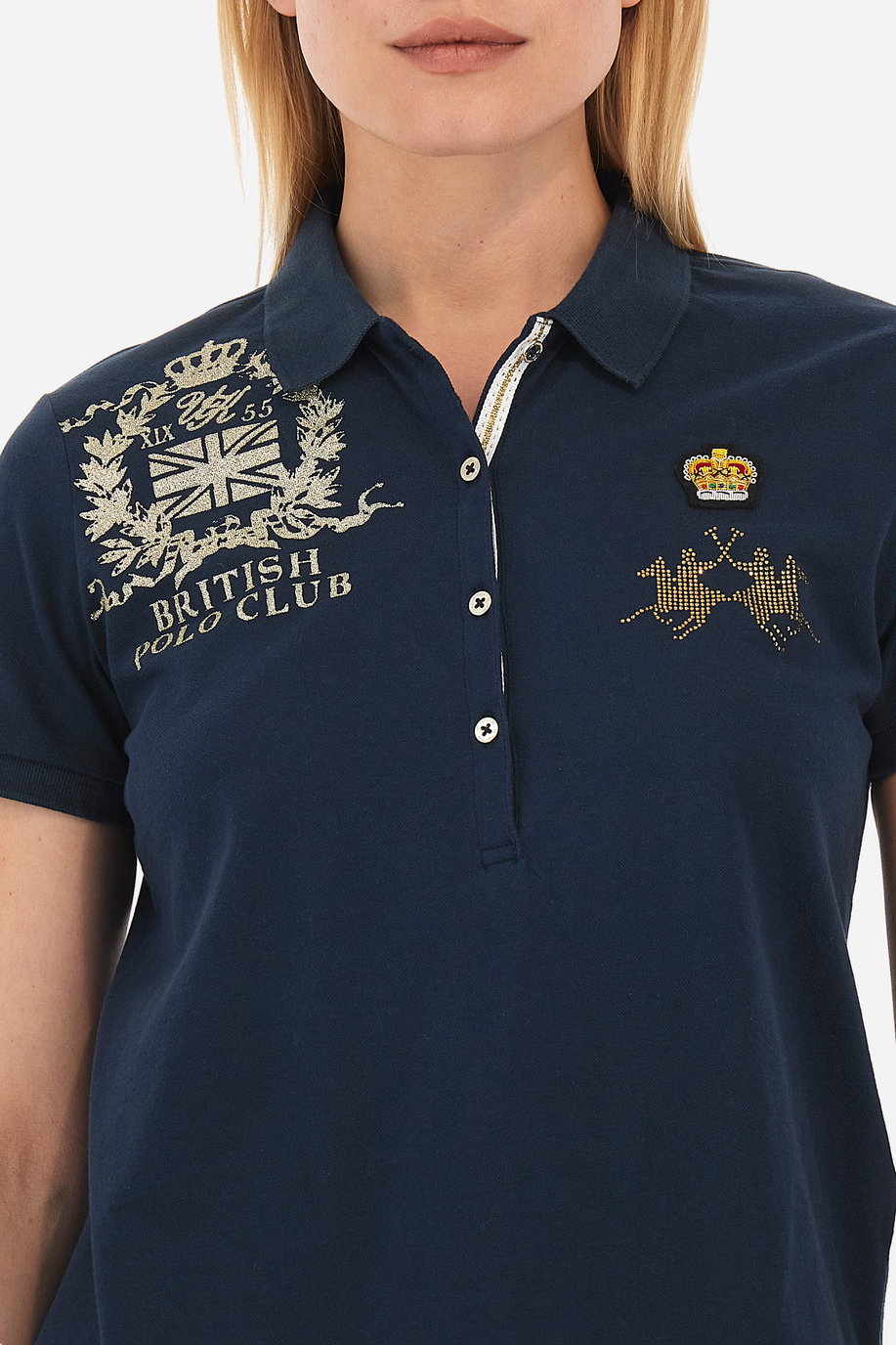 Damen-Kurzarm-Poloshirt aus Baumwolle- Violante - Poloshirts | La Martina - Official Online Shop