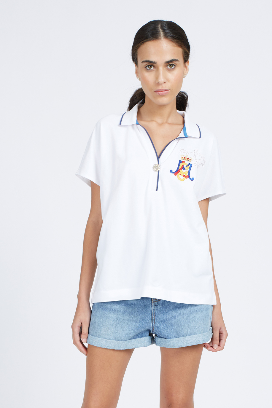 Damen-Kurzarm-Poloshirt mit normaler Passform- Virgen - Poloshirts | La Martina - Official Online Shop