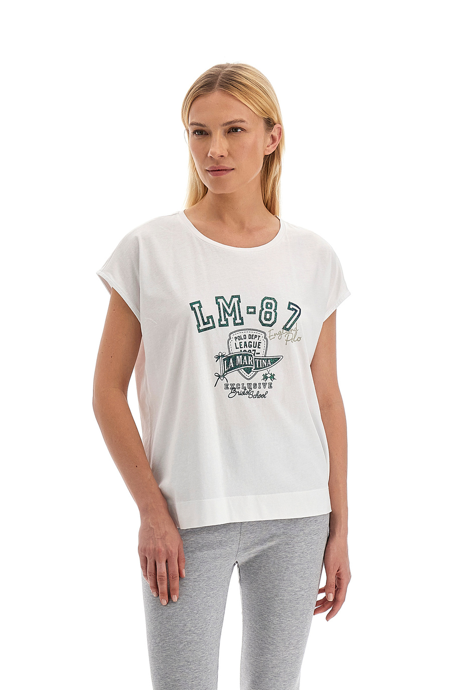 Kurzarm-Damen-T-Shirt mit Rundhalsausschnitt Polo Academy - Venus - T-Shirts | La Martina - Official Online Shop