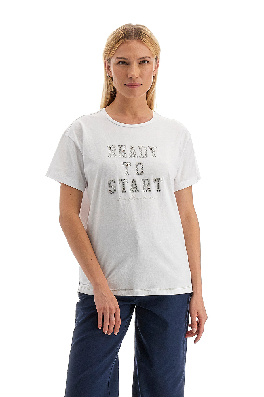 T-shirt da donna a maniche corte in 100% cotone regular fit - Veronne - Donna | La Martina - Official Online Shop