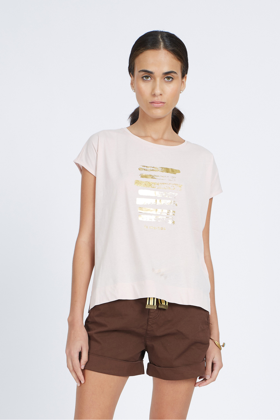 Damen-T-Shirt aus 100 % Baumwolle mit normaler Passform und kurzen Ärmeln - Vertie - T-Shirts | La Martina - Official Online Shop