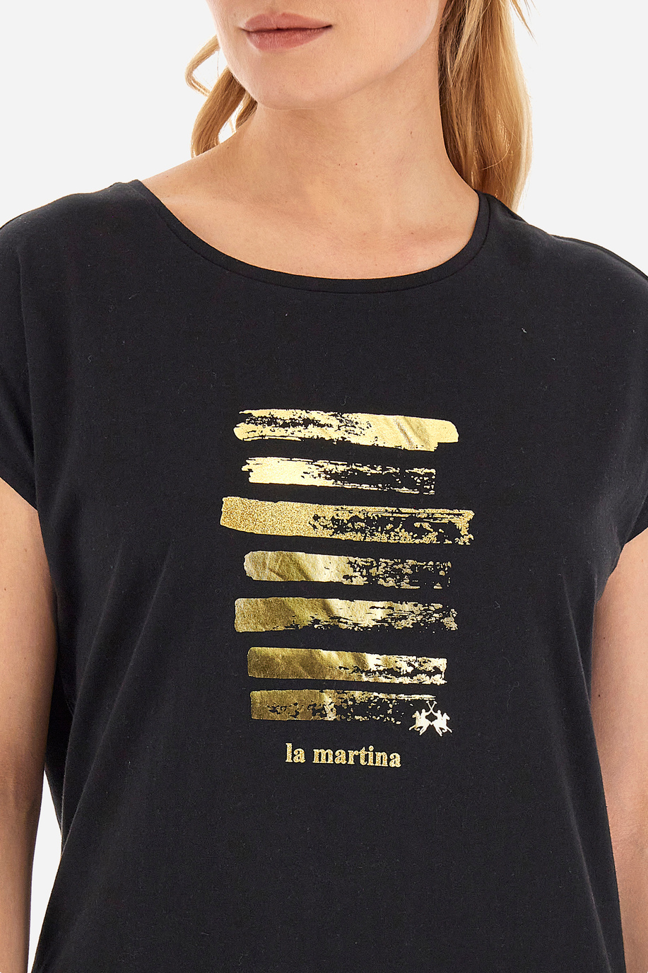 Damen-T-Shirt aus 100 % Baumwolle mit normaler Passform und kurzen Ärmeln - Vertie - T-shirts | La Martina - Official Online Shop