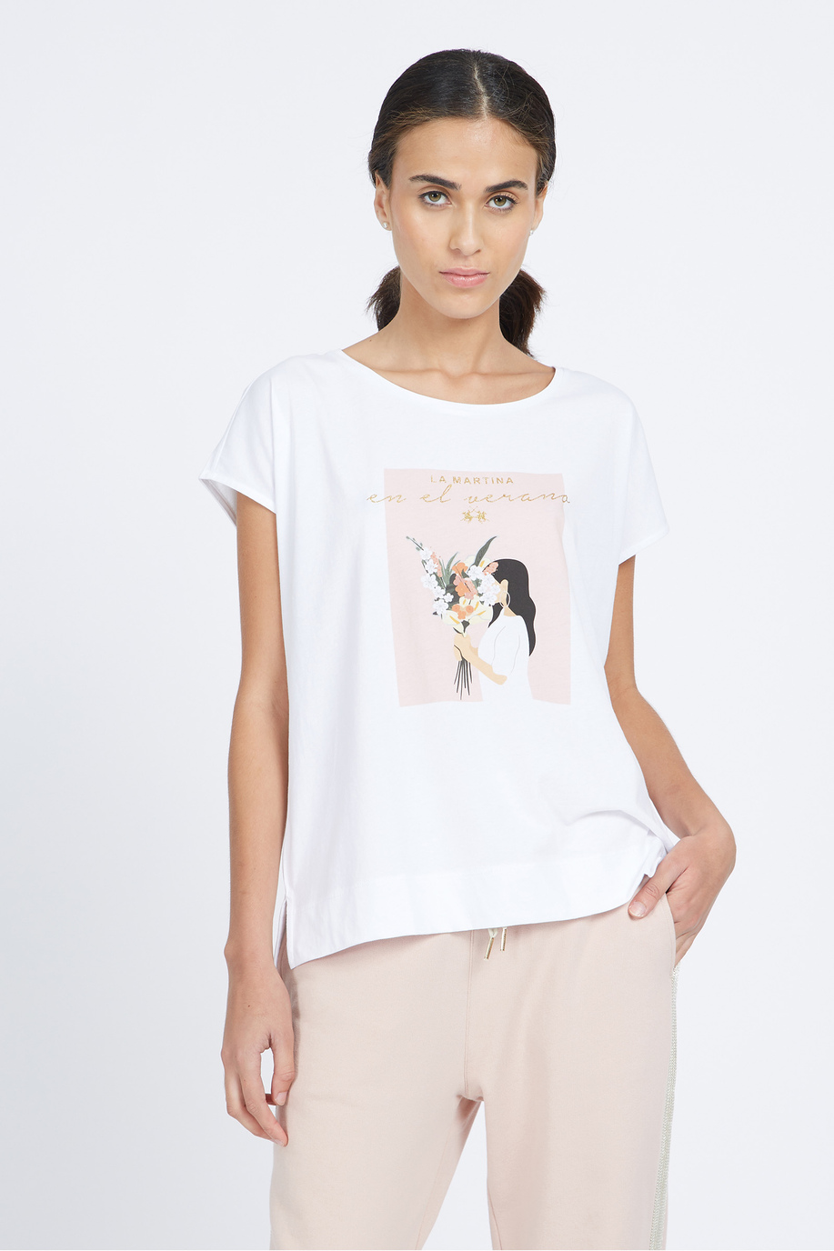 T-shirt femme coupe regular 100% coton à manches courtes - Vero - T-Shirts | La Martina - Official Online Shop