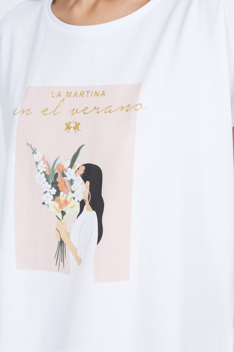 Damen-T-Shirt aus 100 % Baumwolle mit normaler Passform und kurzen Ärmeln - Vero - T-shirts | La Martina - Official Online Shop