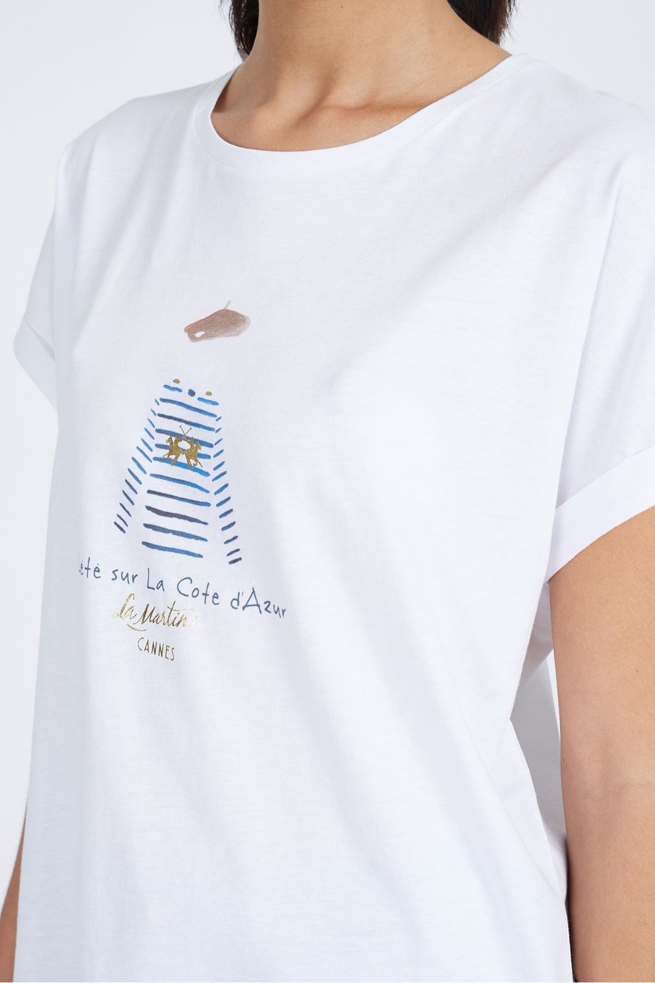 T-shirt da donna a maniche corte 100% cotone regular fit - Vernal - T-shirt | La Martina - Official Online Shop