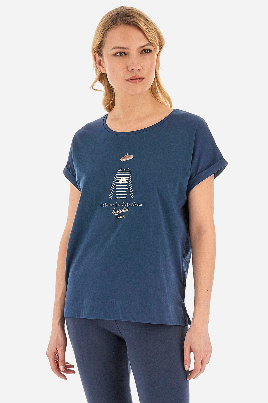 Damen-T-Shirt aus 100 % Baumwolle mit normaler Passform und kurzen Ärmeln - Vernal - T-shirts | La Martina - Official Online Shop