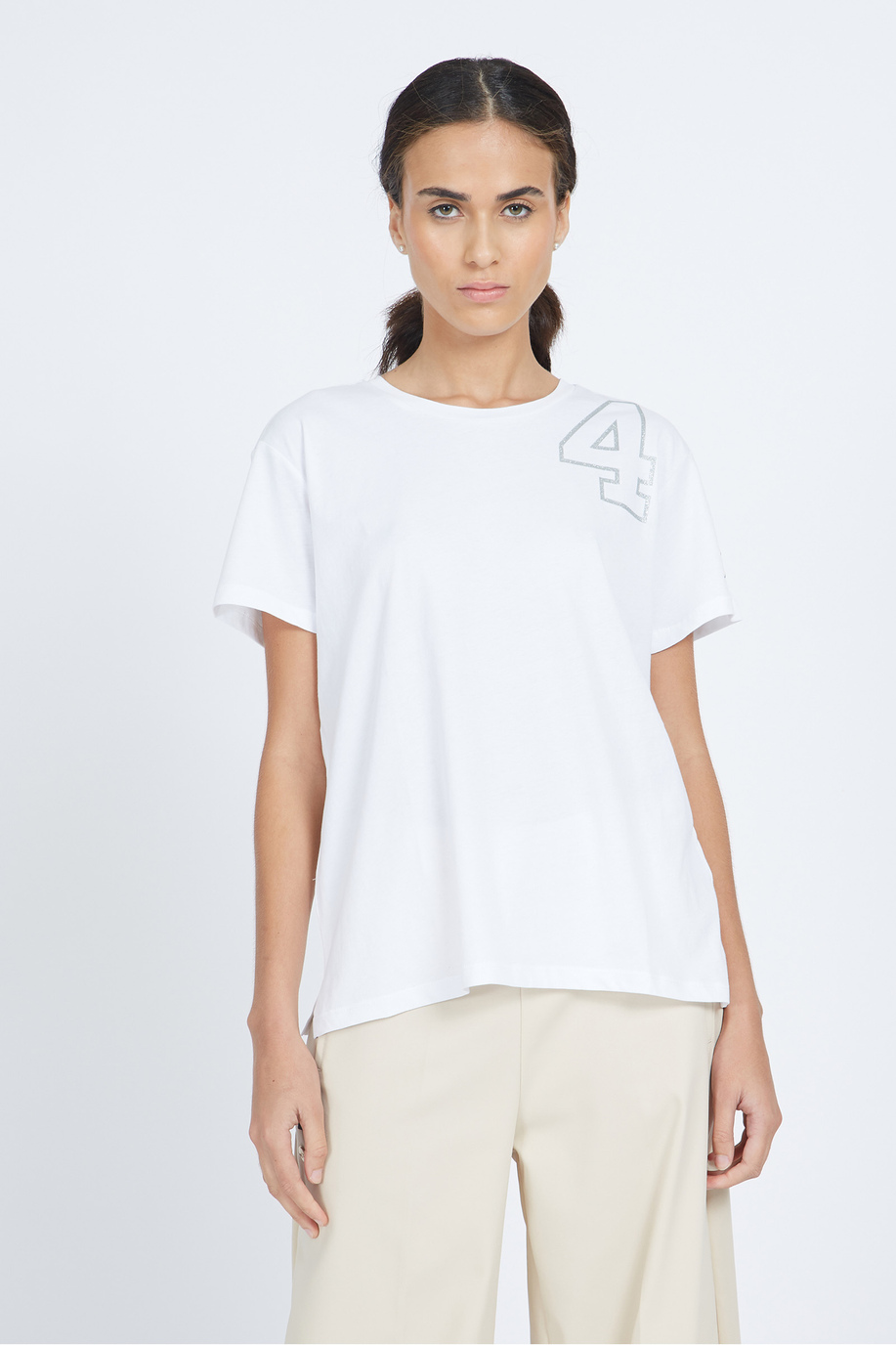Damen-Kurzarm-T-Shirt aus 100 % Baumwolle- Vicky - Kleidung | La Martina - Official Online Shop