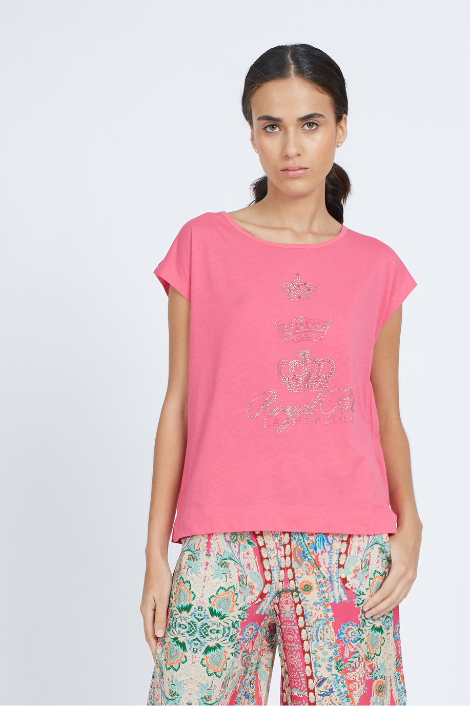 T-shirt da donna a maniche corte in 100% cotone - Vikky - Donna | La Martina - Official Online Shop