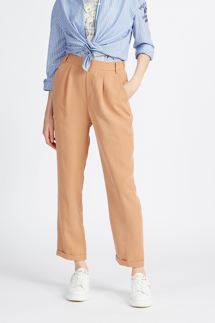 Women's wide-leg trousers in solid color tencel capsule Spring Weekend - Viet | La Martina - Official Online Shop