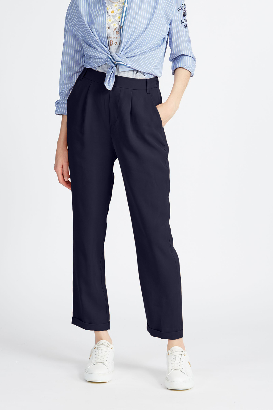 Women's wide-leg trousers in solid color tencel capsule Spring Weekend - Viet - Trousers | La Martina - Official Online Shop
