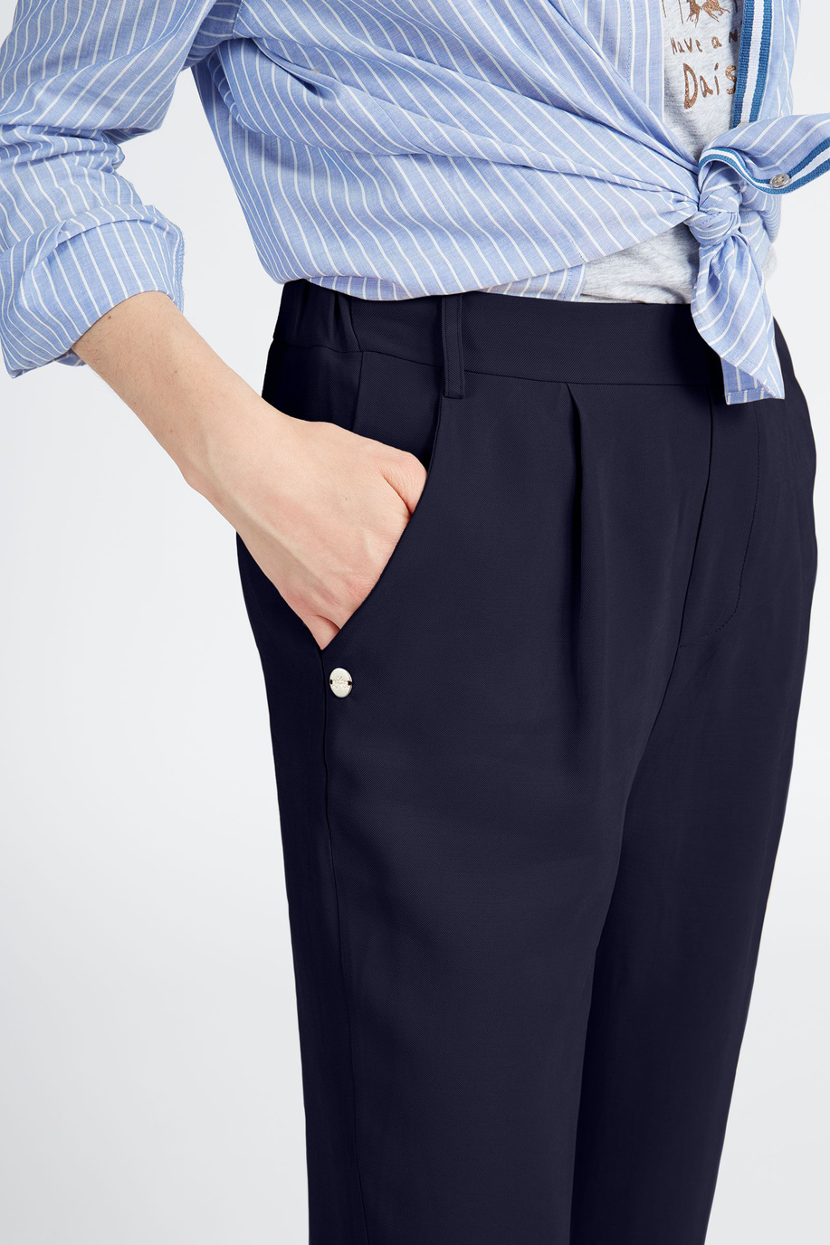 Women's wide-leg trousers in solid color tencel capsule Spring Weekend - Viet - Trousers | La Martina - Official Online Shop