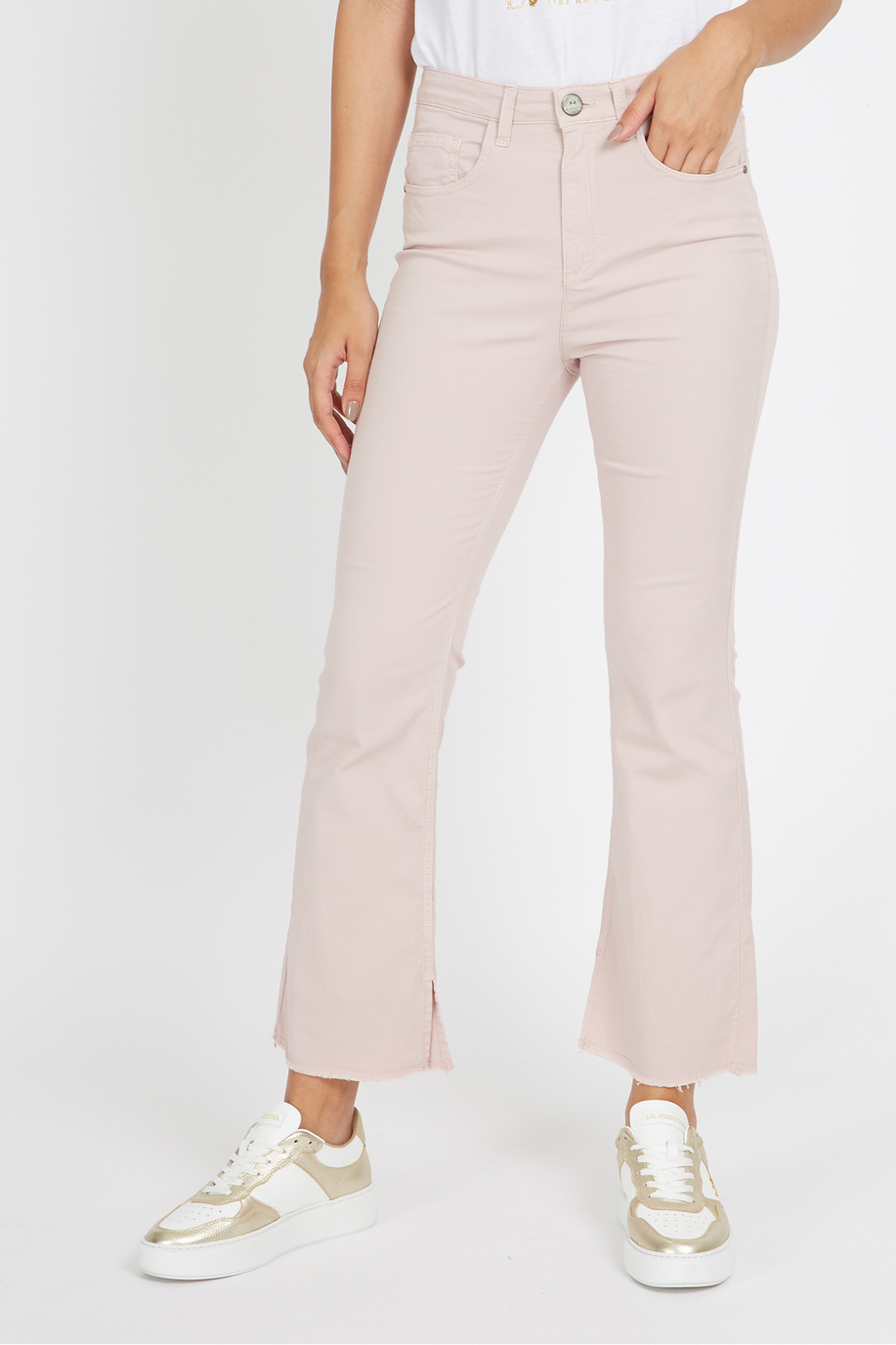Pantalone da donna in cotone elasticizzato 5 tasche regular fit - Vane - Pantaloni | La Martina - Official Online Shop