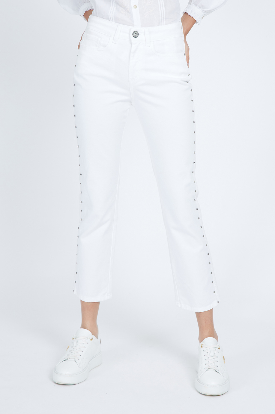 Pantalone da donna in cotone elasticizzato 5 tasche regular fit - Vangie - Abbigliamento | La Martina - Official Online Shop