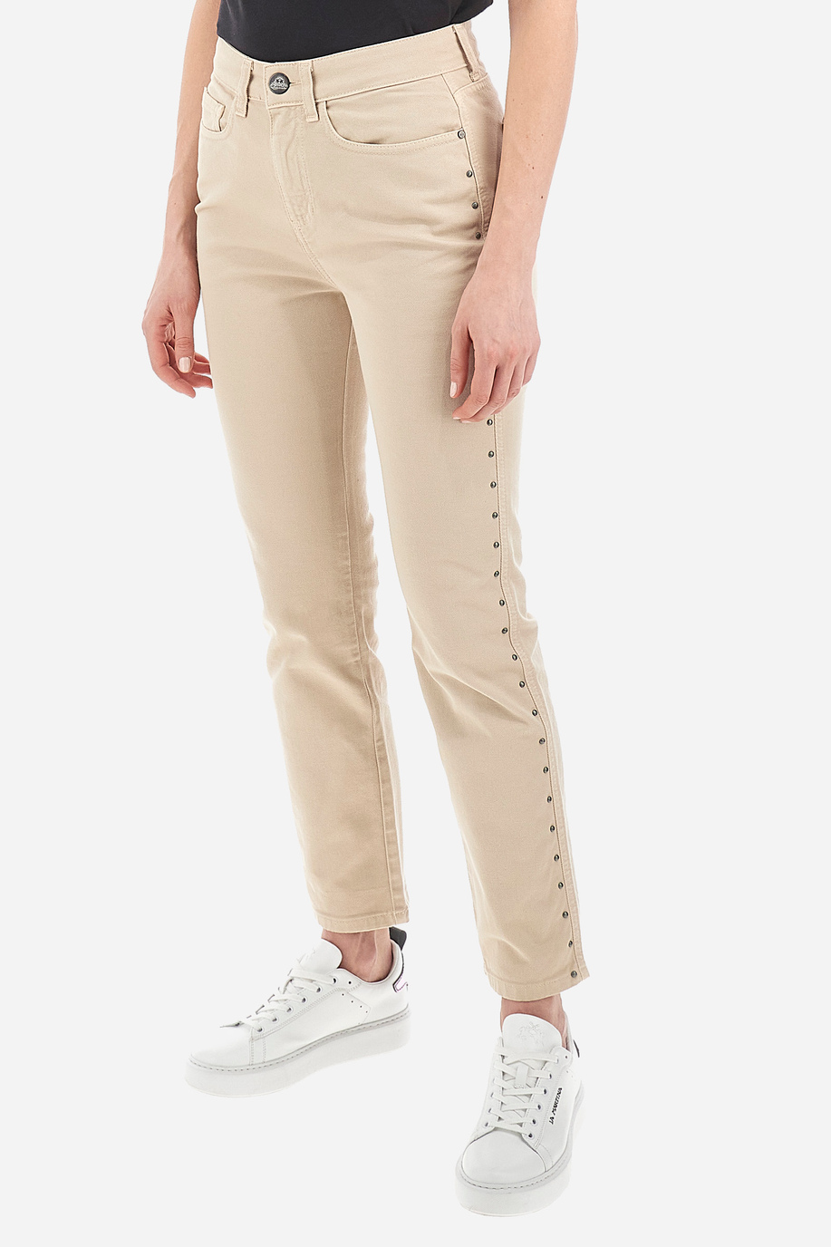 Pantalone da donna in cotone elasticizzato 5 tasche regular fit - Vangie - Pantaloni | La Martina - Official Online Shop