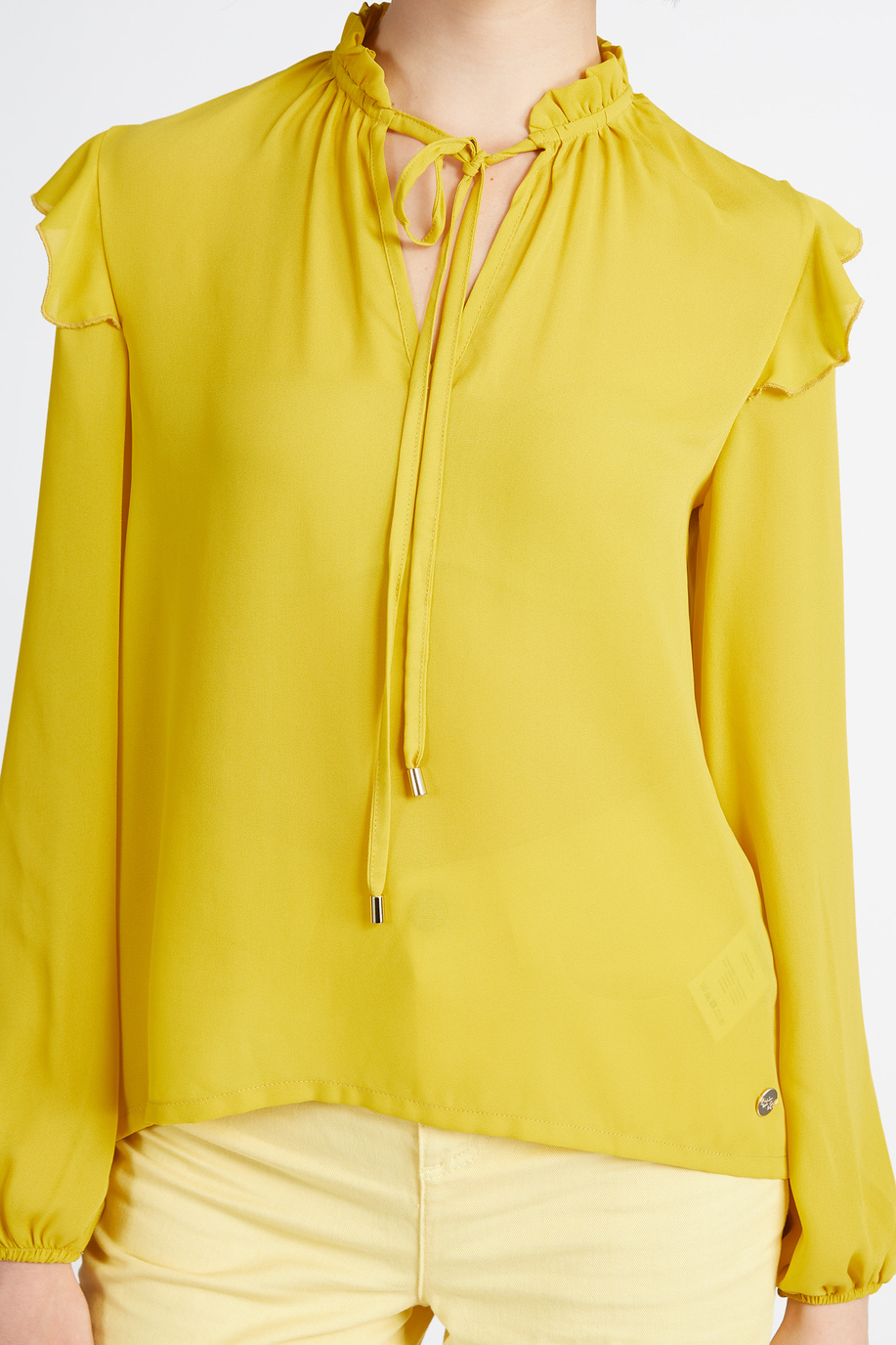 Einfarbiges Damen-Langarmshirt aus Georgette-Stoff Spring Weekend - Ville - Preview | La Martina - Official Online Shop