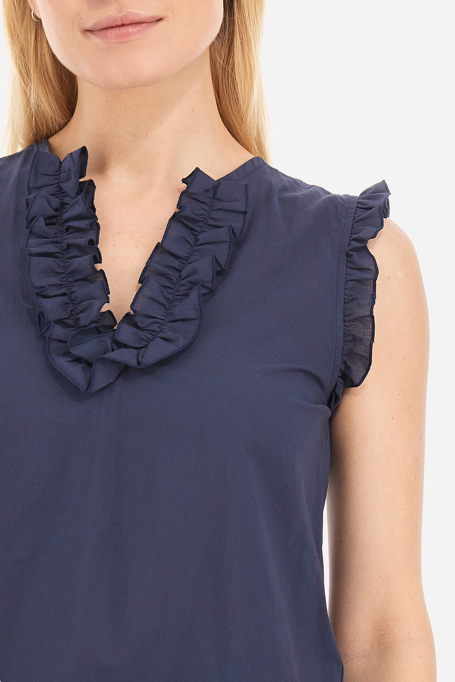 Women's sleeveless blouse shirt in 100% regular fit cotton - Vivienne - Shirts | La Martina - Official Online Shop