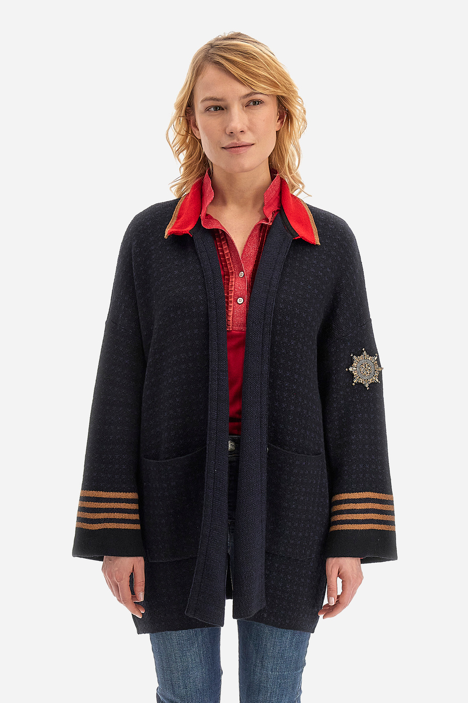 Women’s knitted cardigan in soft wool blend  - Wendall - -20% | step 1 | US | La Martina - Official Online Shop