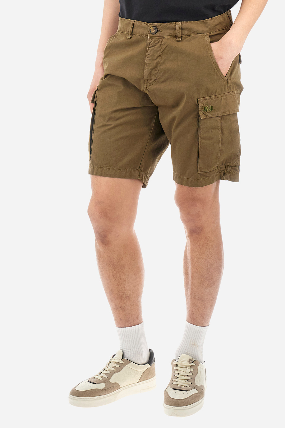 Regular-fit Bermuda cargo shorts in cotton - Yeoman - Bermuda Shorts | La Martina - Official Online Shop