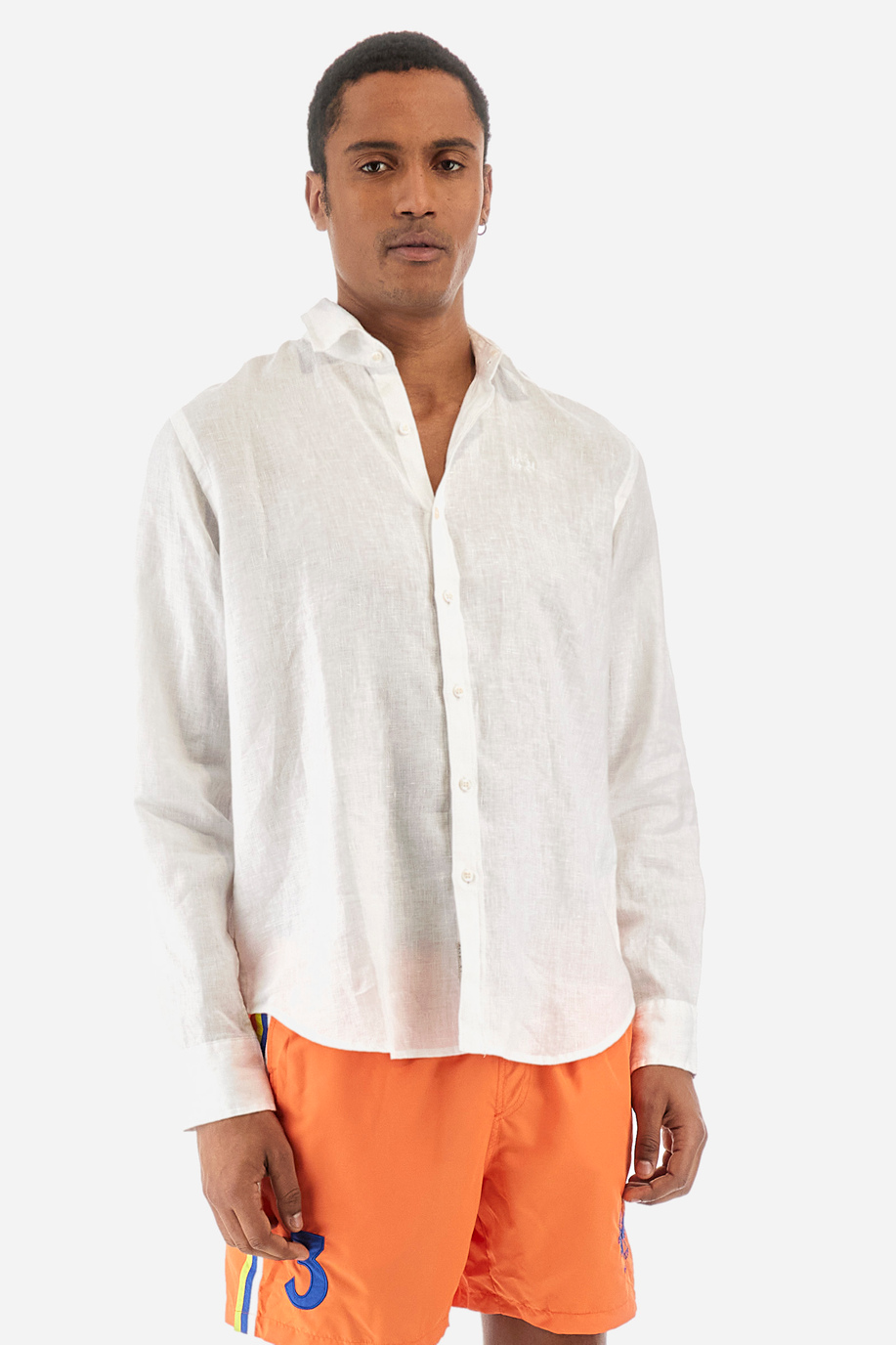 Camisa de lino de corte recto - Russel - Camisas | La Martina - Official Online Shop