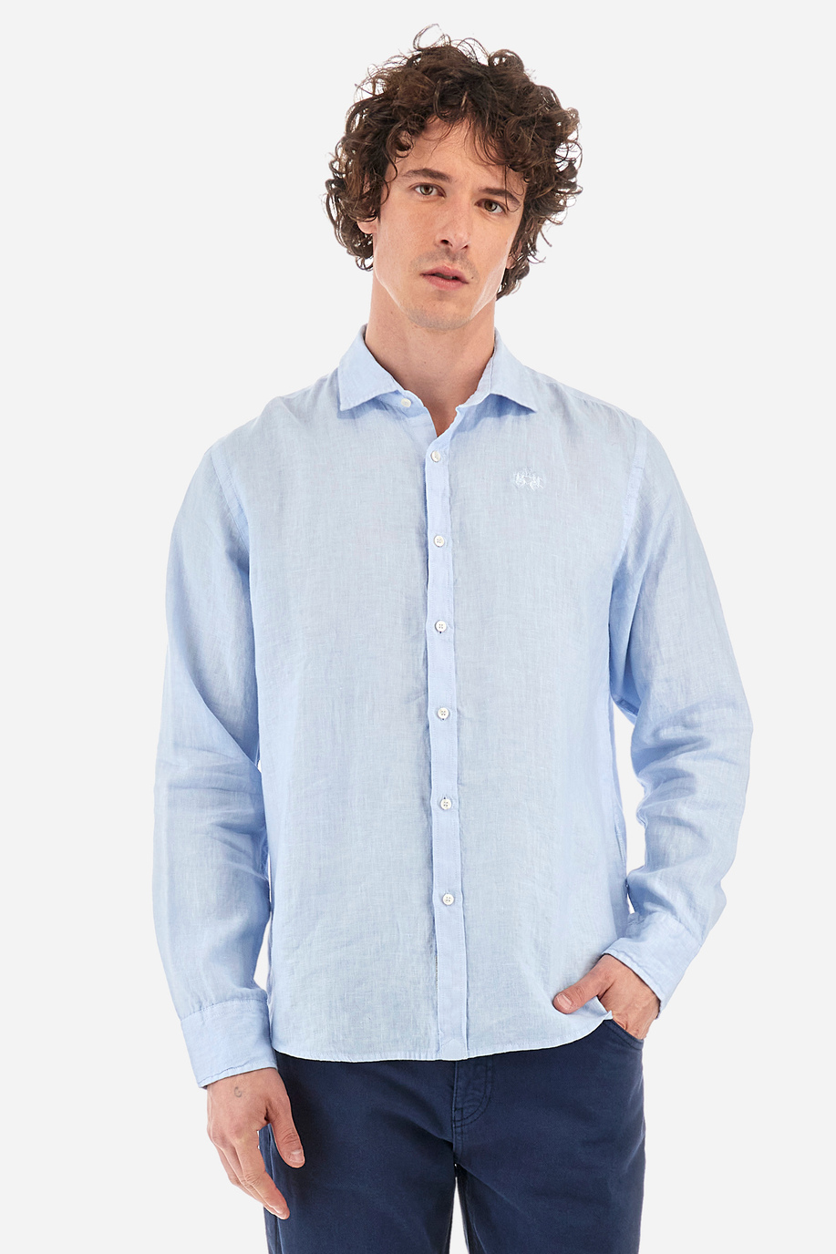 Regular-fit linen shirt - Russel - Essential | La Martina - Official Online Shop