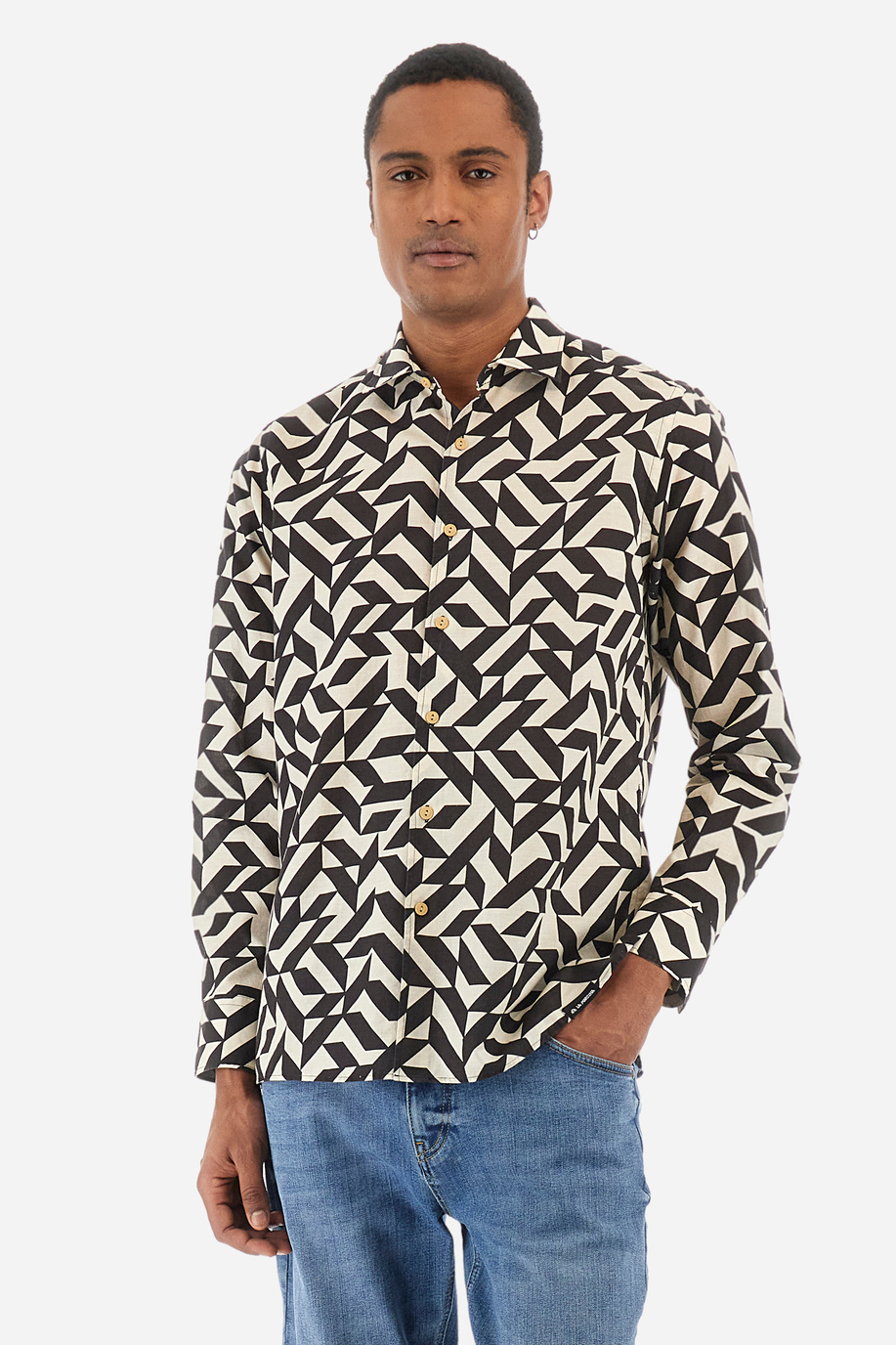 Chemise à motif en coton et lin - Innocent - Chemises | La Martina - Official Online Shop