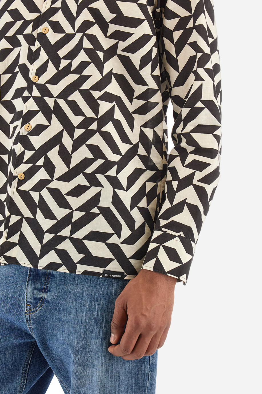 Camisa estampada de algodón y lino - Innocent - Capsule | La Martina - Official Online Shop