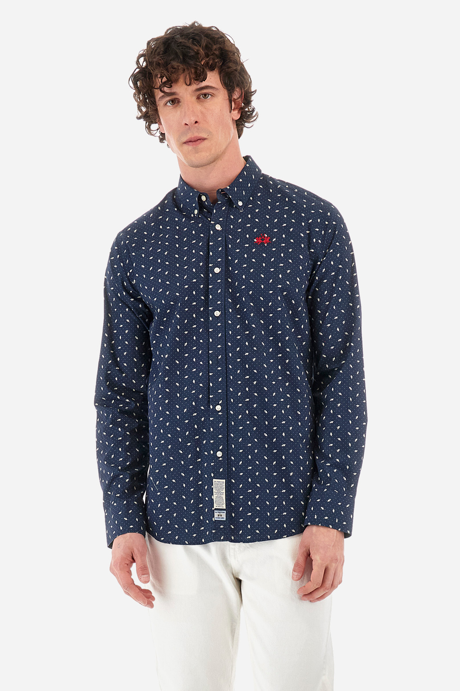 Regular-fit patterned shirt in cotton - Rodolfo - Shirts | La Martina - Official Online Shop