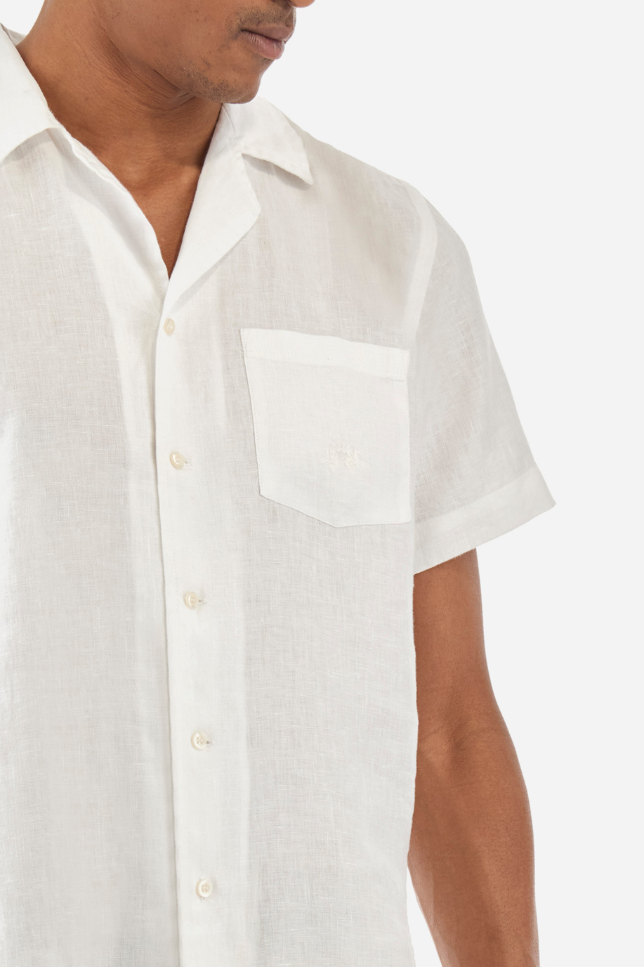 Short-sleeved linen shirt - Varoun - XLarge sizes | La Martina - Official Online Shop