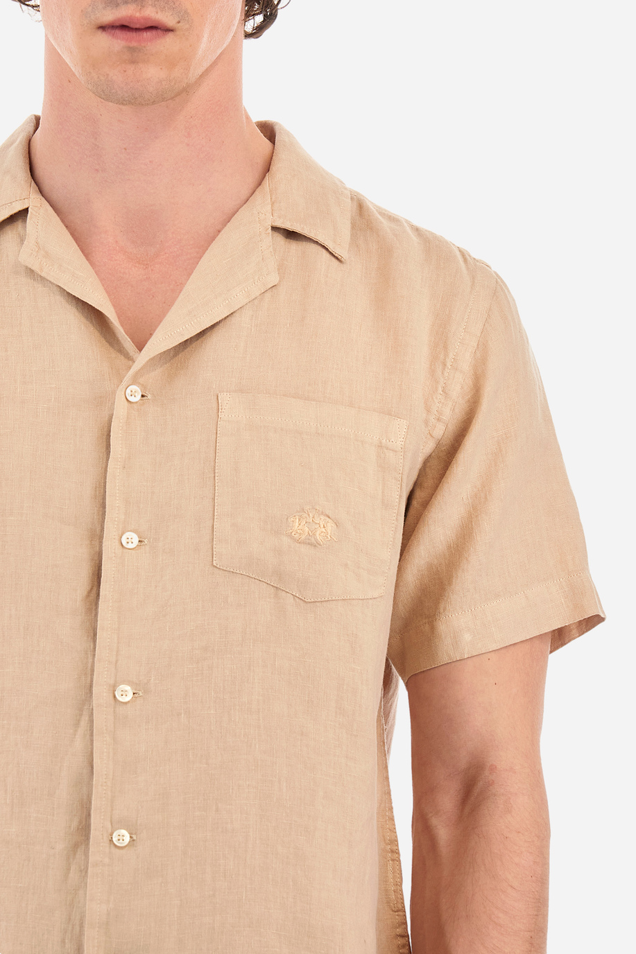 Short-sleeved linen shirt - Varoun - Shirts | La Martina - Official Online Shop