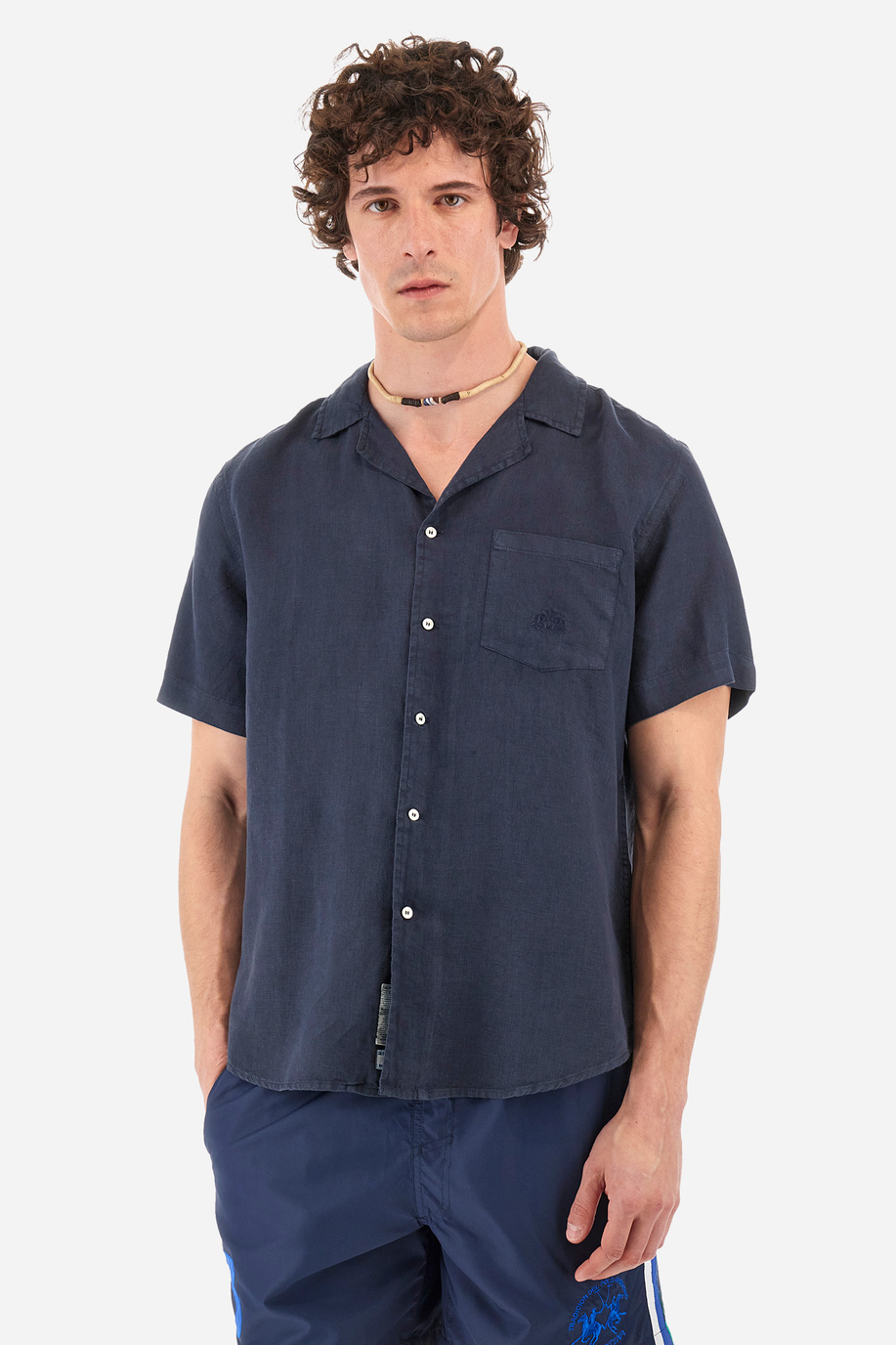 Kurzärmeliges Hemd aus Leinen - Varoun - Hemden | La Martina - Official Online Shop