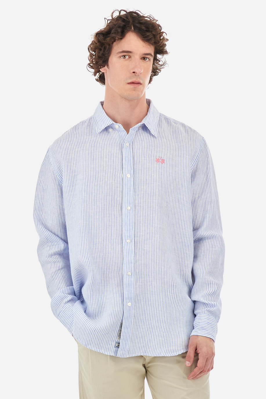 Camisa de algodón con estampado de rayas - Rodolfo - XLarge sizes | La Martina - Official Online Shop