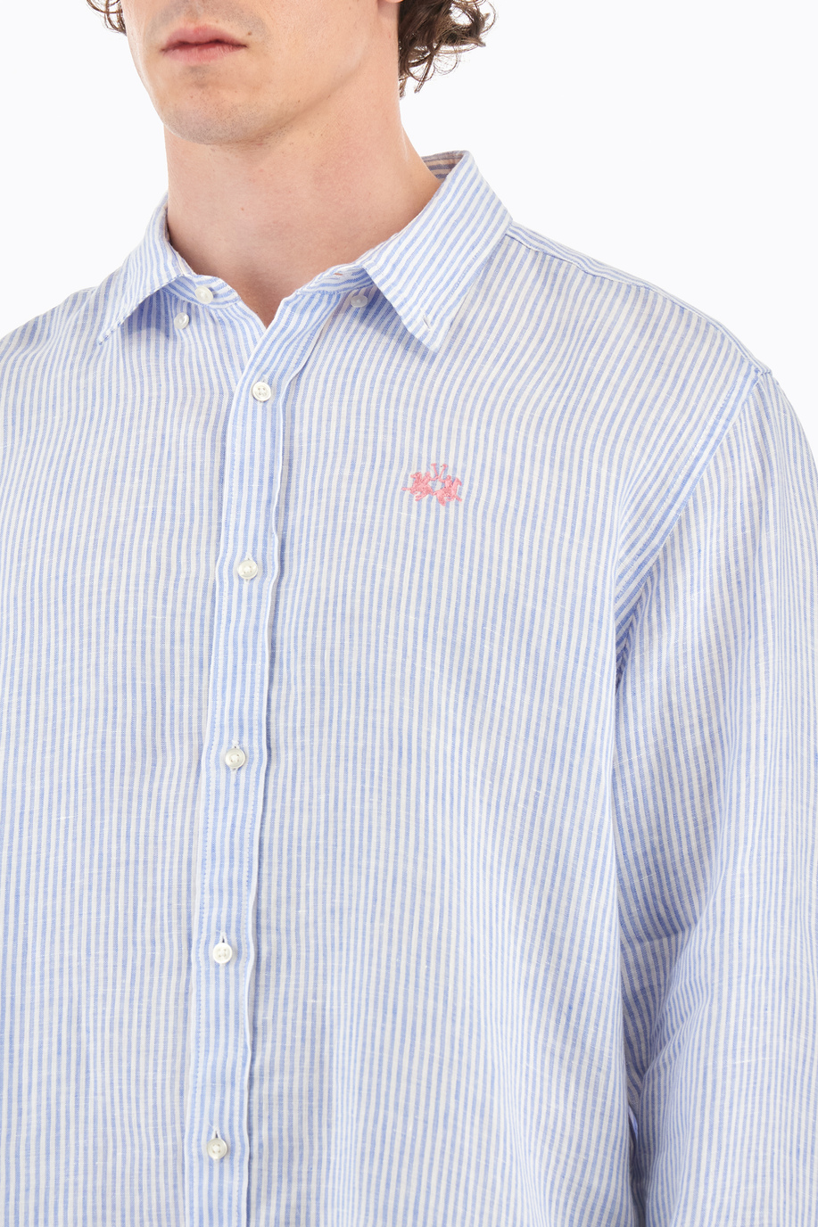 Cotton shirt with a striped pprint - Rodolfo - XLarge sizes | La Martina - Official Online Shop
