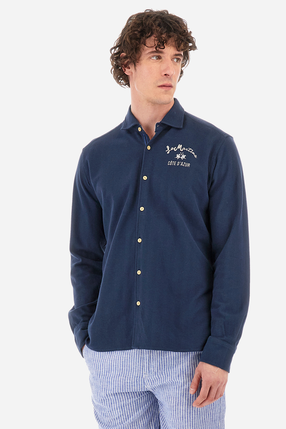 Camisa de corte recto en jersey de algodón - Innocent - Camisas | La Martina - Official Online Shop