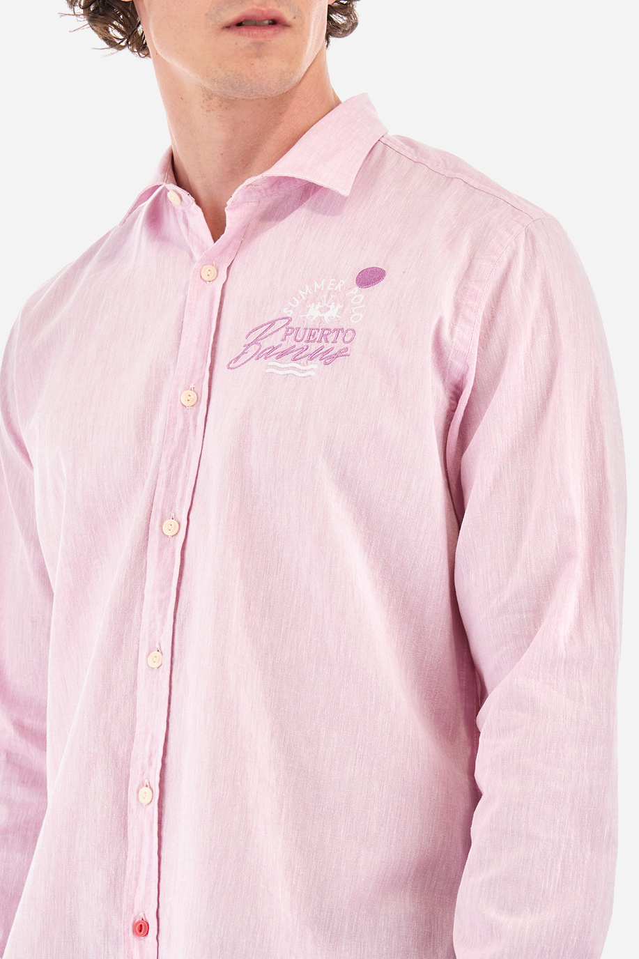 Camisa de algodón y lino de corte recto - Innocent - Camisas | La Martina - Official Online Shop