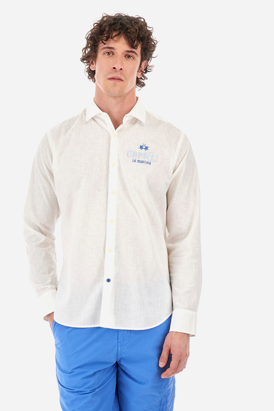 Camisa de algodón y lino - Innocent - Camisas | La Martina - Official Online Shop