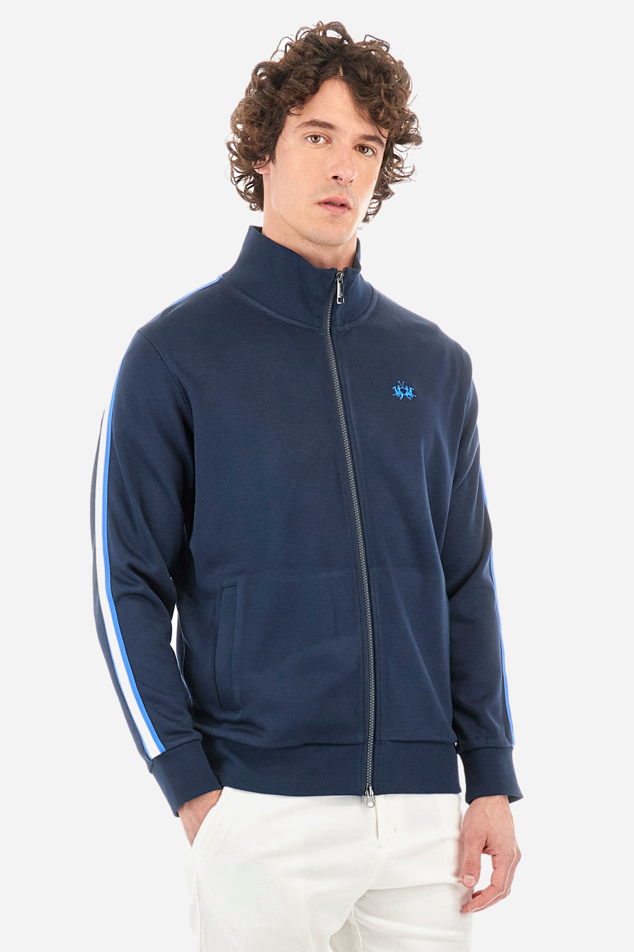 Regular-fit sweatshirt in synthetic fabric - Yuan - New Arrivals Men | La Martina - Official Online Shop