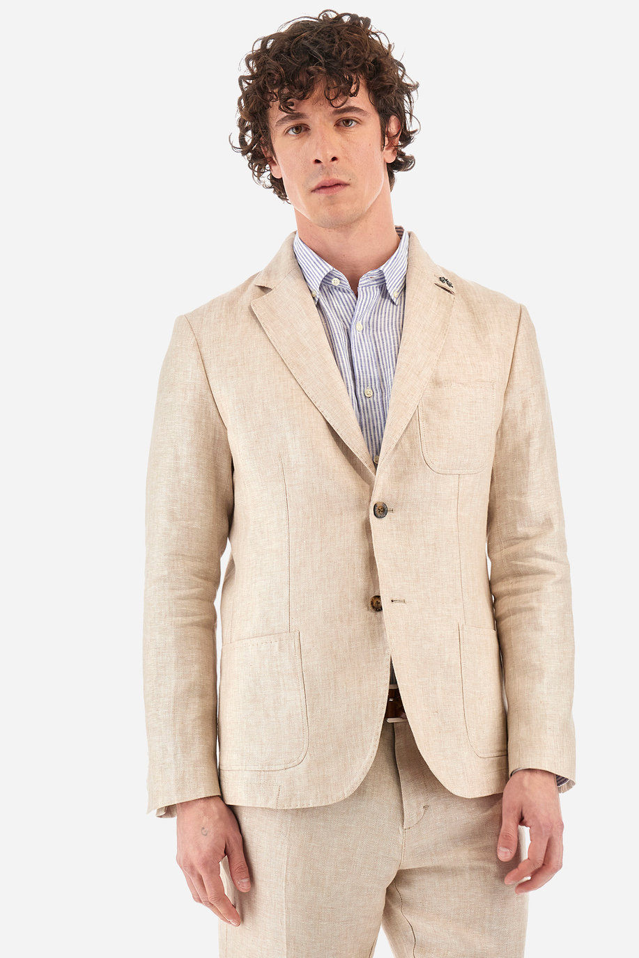 Regular-fit linen blazer - Yukon - Jackets | La Martina - Official Online Shop