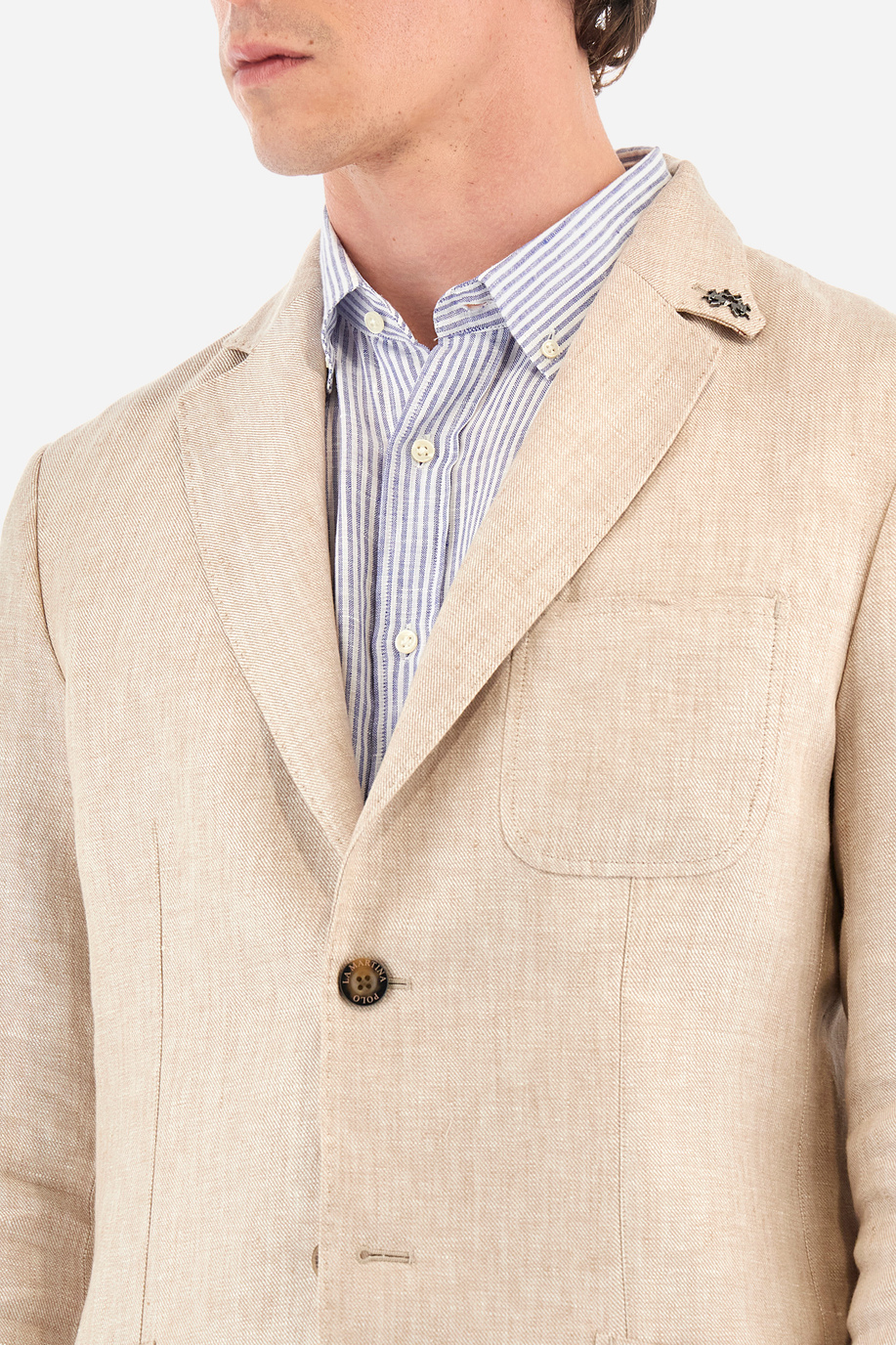 Regular-fit linen blazer - Yukon - Jackets | La Martina - Official Online Shop