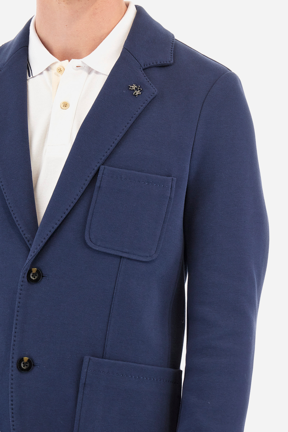 Regular-fit blazer in elasticated cotton - Yance - Jackets | La Martina - Official Online Shop