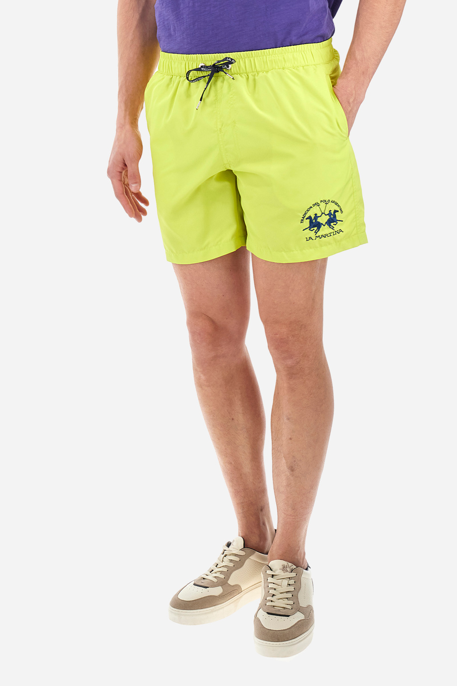 Regular-fit swimming shorts in synthetic fabric - Clint | La Martina - Official Online Shop