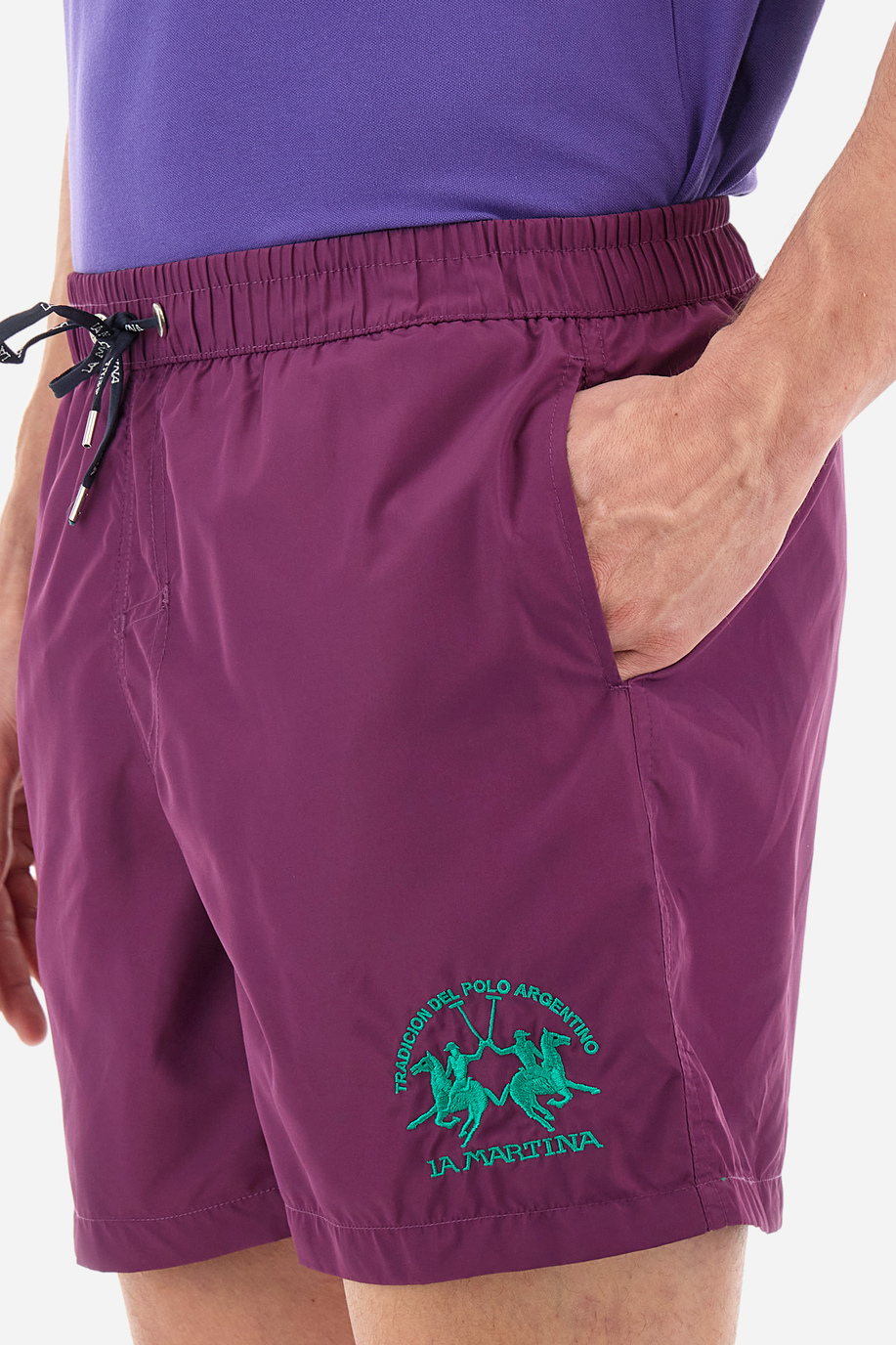 Regular-fit swimming shorts in synthetic fabric - Clint - Swimwear | La Martina - Official Online Shop