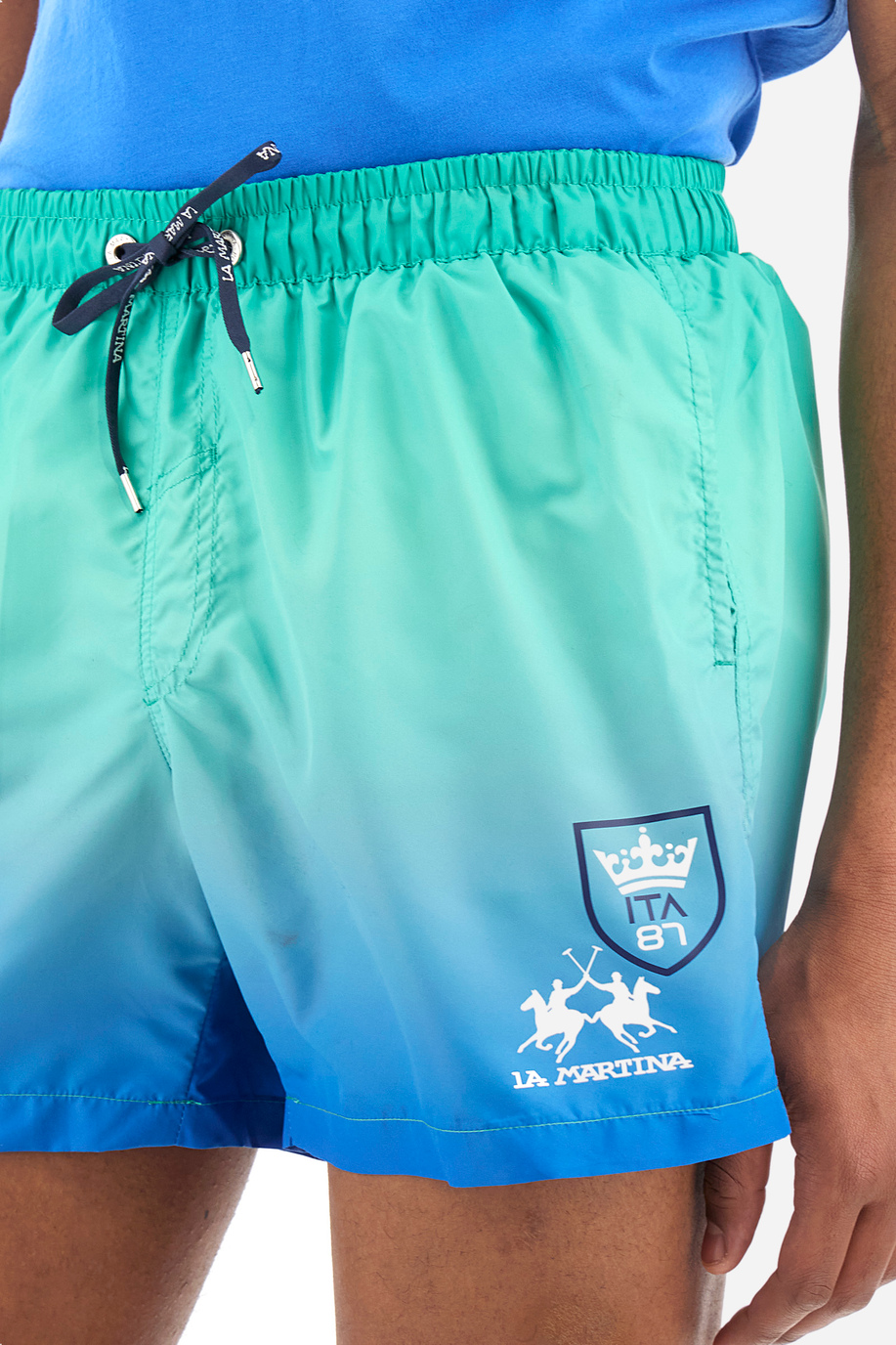 Regular-fit swimming shorts in synthetic fabric - Yachov - Swimwear | La Martina - Official Online Shop